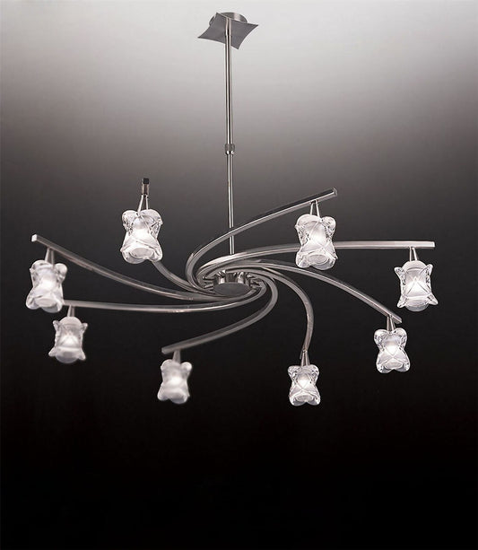 Mantra Rosa 82cm Del Desierto Telescopic Pendant 8 Light G9, Satin Nickel
