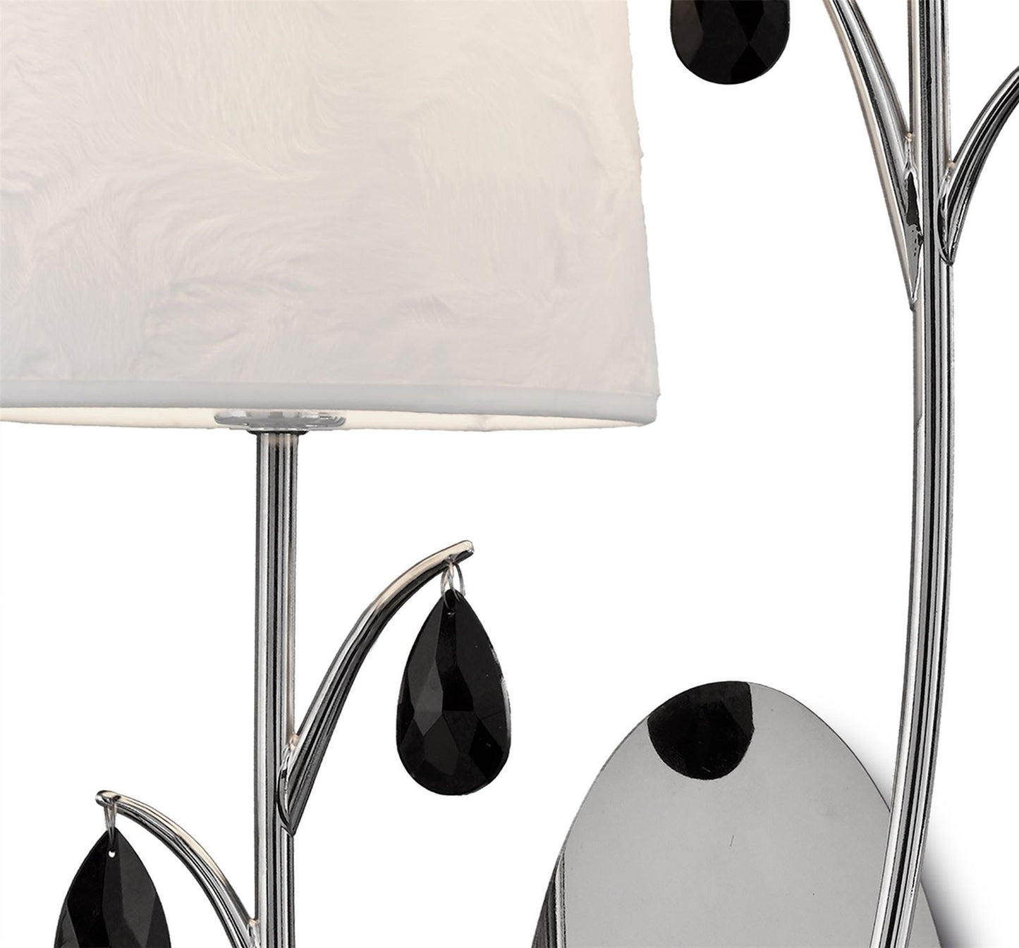 Mantra M6316 Andrea Wall Light, 2 x E14 (Max 20W), Polished Chrome, White Shades, Black Crystal Droplets