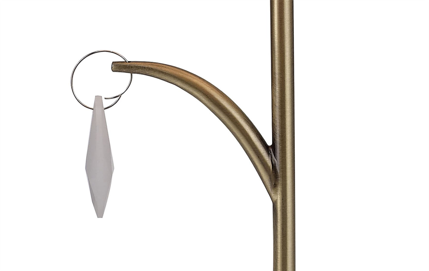 Mantra M6339 Andrea Table Lamp 45cm, 1 x E14 (Max 20W), Antique Brass, White Shades, White Crystal Droplets
