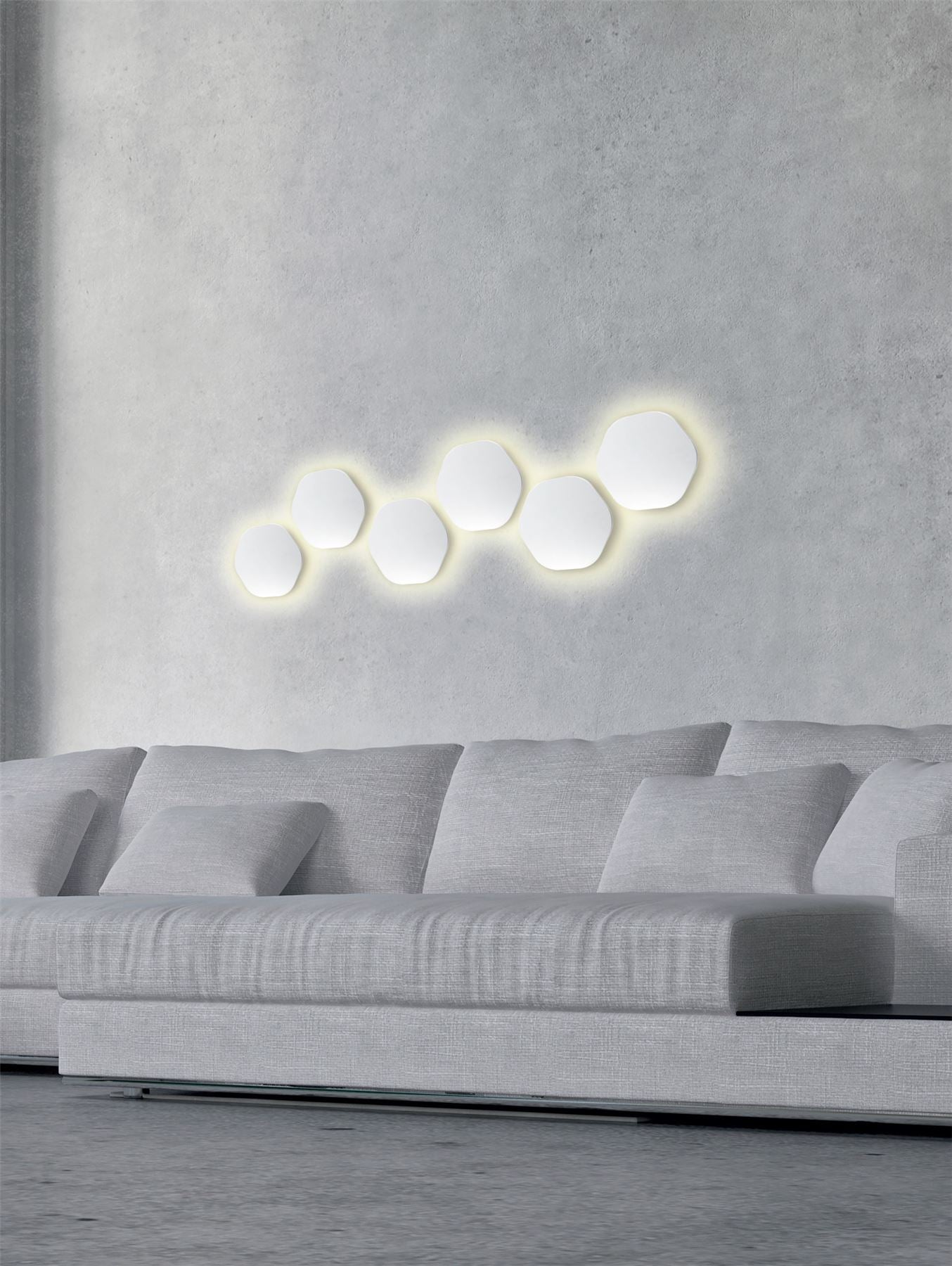 Mantra Fusion MC0116 Bora Bora Wall Light 19.2cm Hexagonal 12W LED 3000K, 1080lm, Silver Paint, 3yrs Warranty