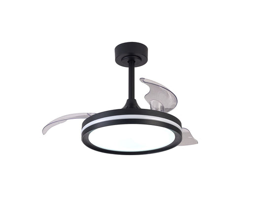 North 40W LED Dimmable White/RGB Ceiling Light With Built-In 28W DC Reversible Fan, Remote Control 3000-6500K, 2500lm, Black, 5yrs Warranty
