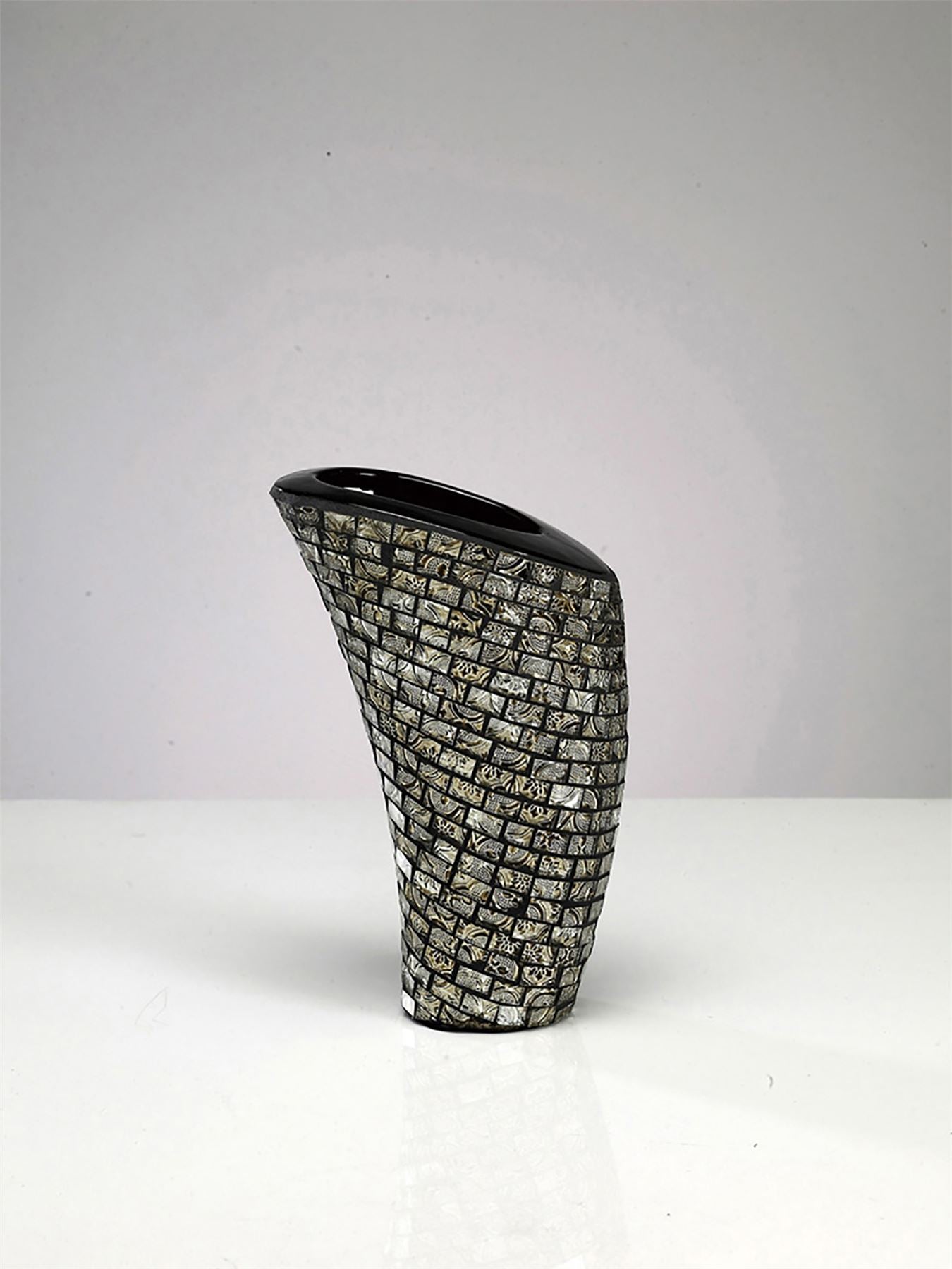 Diyas Home (DH) Celeste Mosaic Vase Small Polished Chrome Mosaic