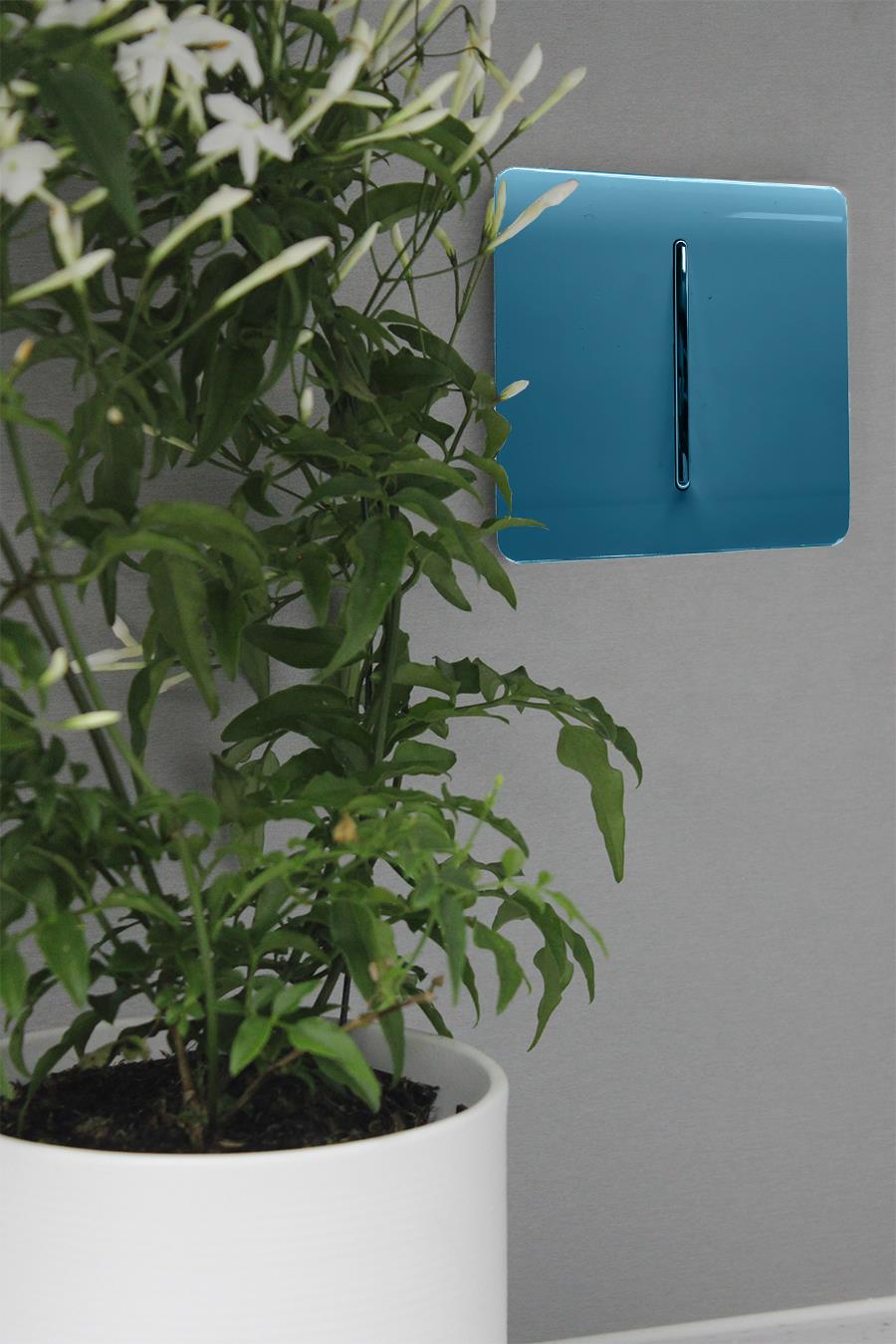 Trendi 1 Gang 2 Way 240V Screwless Artistic Modern Glossy 10 Amp Chrome Rocker Electrical Wall Light Switch in Ocean Blue (2 pack)