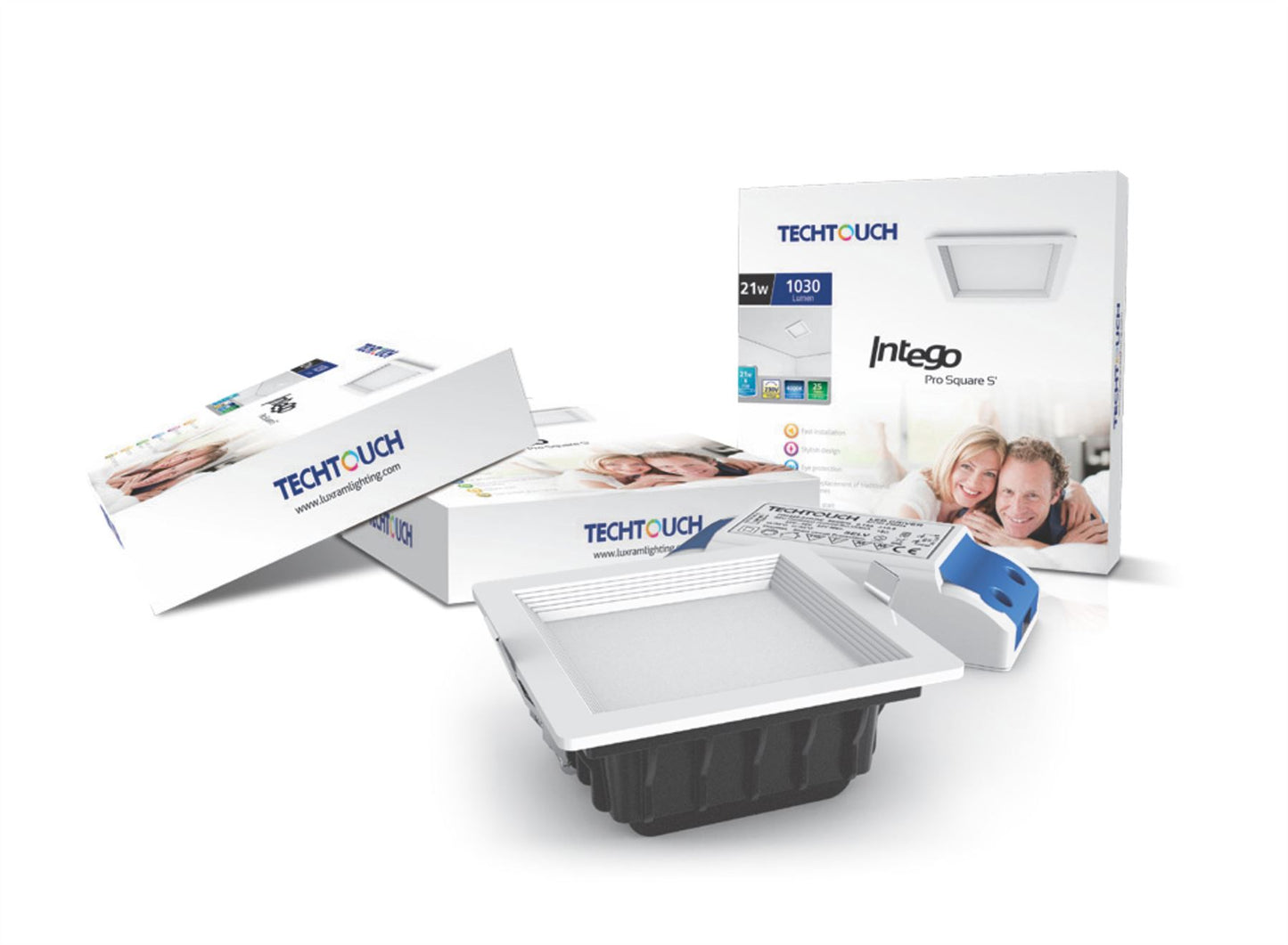 Techtouch Intego Pro Square Small 21W Warm White 1030lm, Cut Out: 120x120mm, 3yrs Warranty Recessed