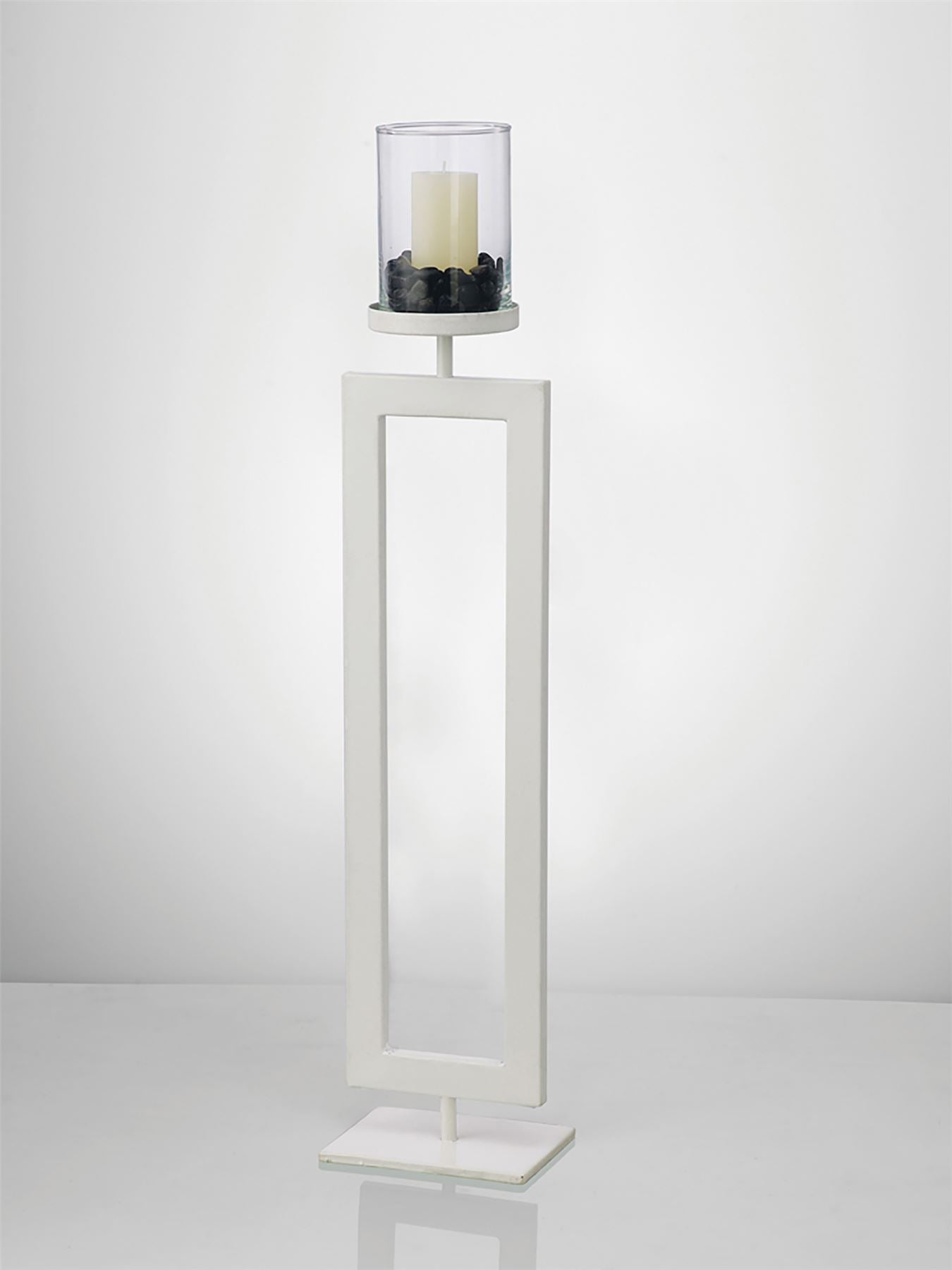 Diyas Home (DH) Nerissa Candle Holder 76cm White/Clear Glass Art