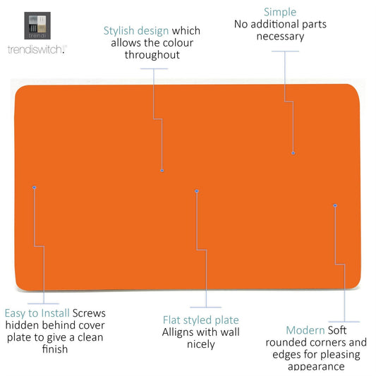 Trendi 2 Gang Artistic Modern Glossy Tactile Double Blanking Plate Orange