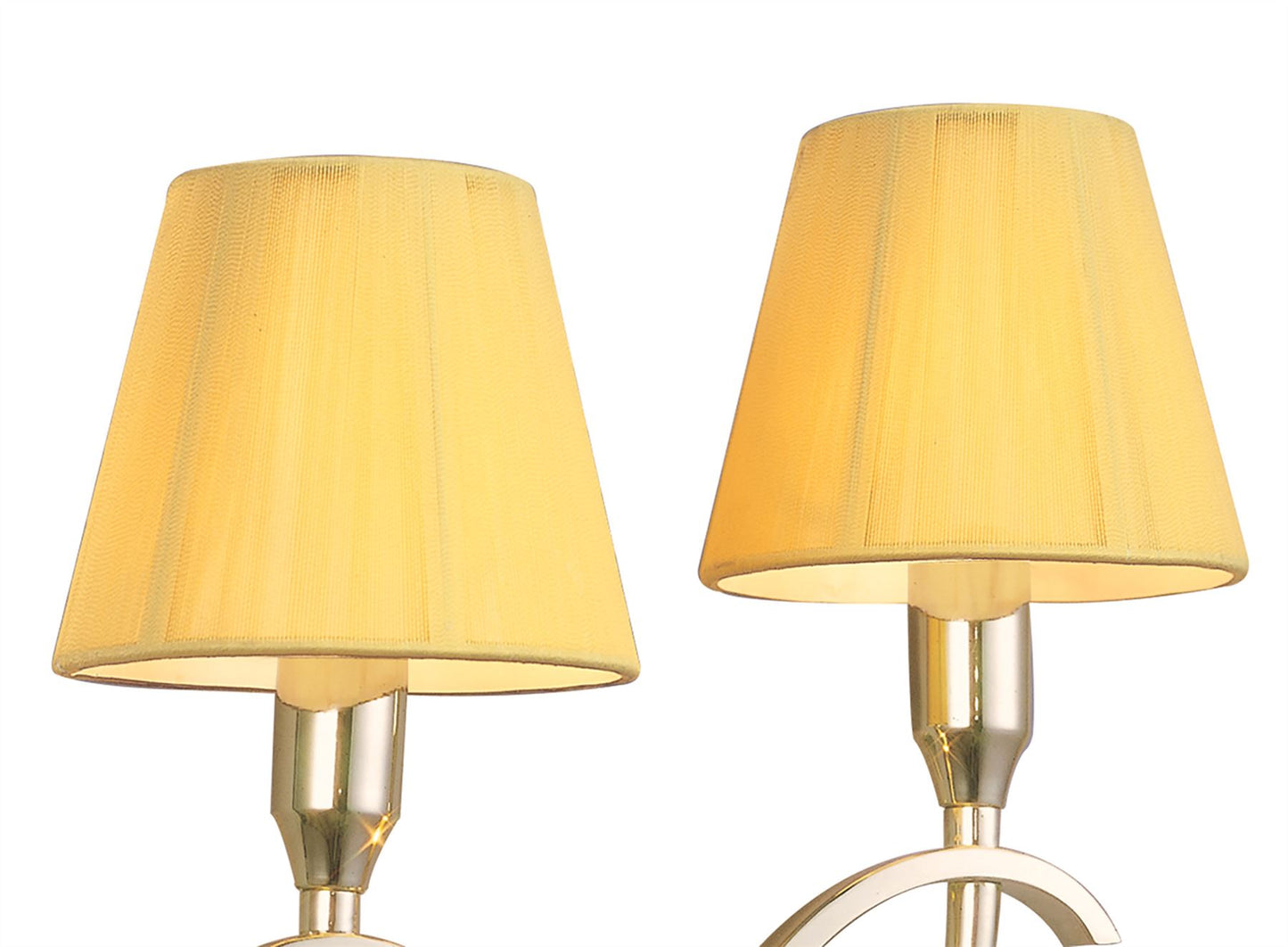 Mantra Siena Wall Light Switched 2 Light E14, Polished Brass with Amber Cream Shades and Clear Crystal
