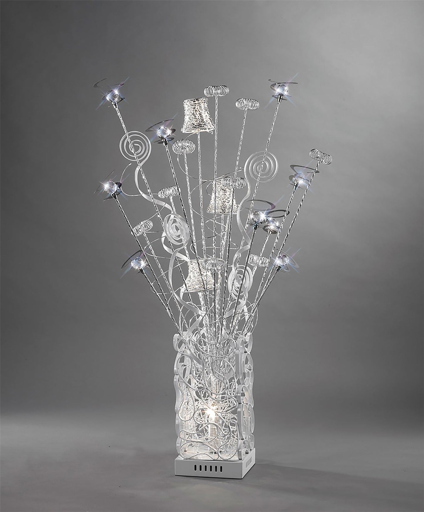 Diyas Home Koil Aluminium (DH) Koil Crystal Table Lamp 4 Light G4 Aluminium/White, NOT LED/CFL Compatible