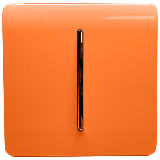 Trendi 1 Gang 2 Way 240V Screwless Artistic Modern Glossy 10 Amp Chrome Rocker Electrical Wall Light Switch in Sunset Orange (3 pack)