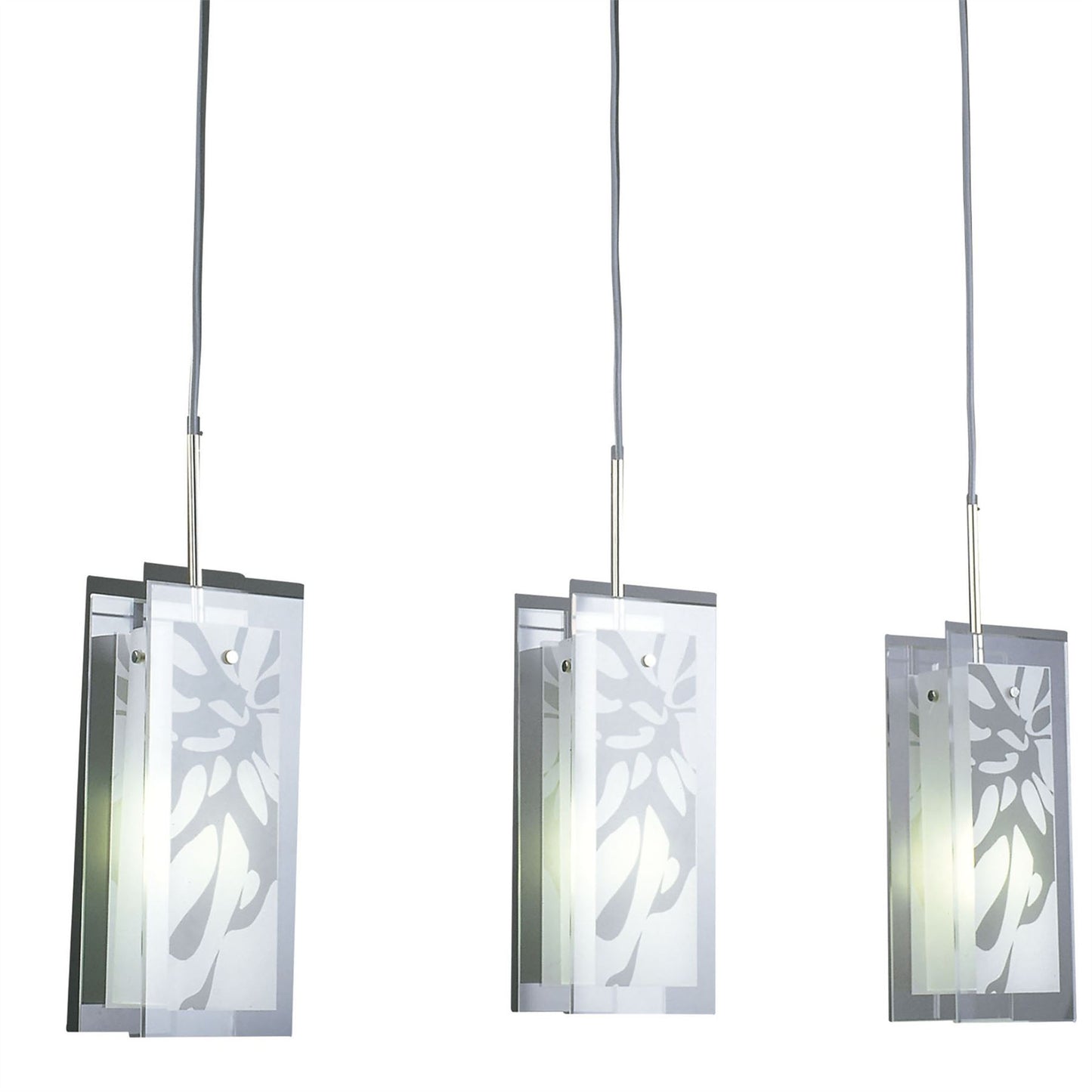 Mantra Euphoria Linear Pendant 3 Light L1/SGU10, Polished Chrome/Opal White Glass, CFL Lamps INCLUDED