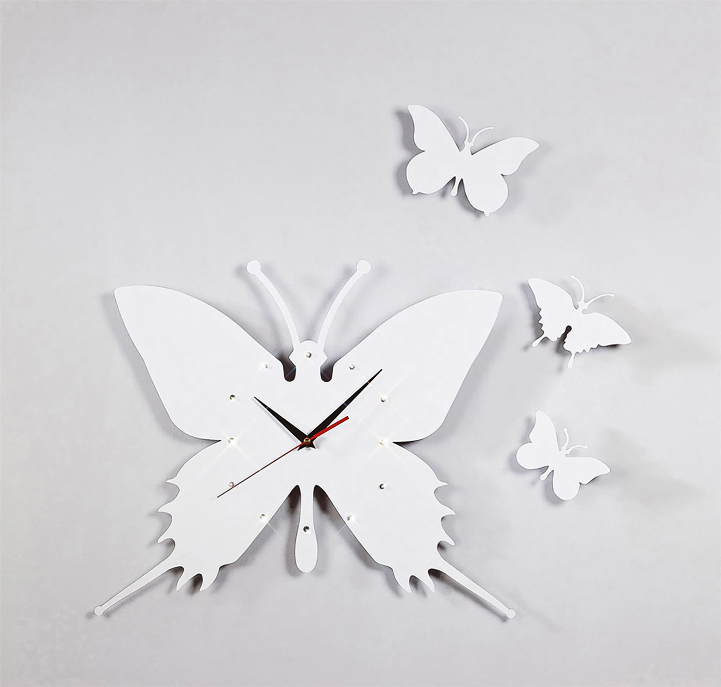 Diyas Home (DH) Infinity Butterfly Clock White/Crystal Wall