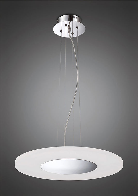 Mantra Fusion Notte 50cm Pendant 28W LED Round 3000K, 1800lm, Polished Chrome/Frosted Acrylic, 3yrs Warranty