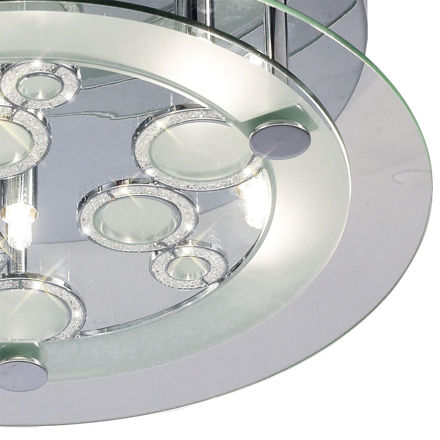 Diyas Destello 40cm Flush Round with Circle Pattern 6 Light G9 Round Polished Chrome/Crystal Ceiling Light Fitting