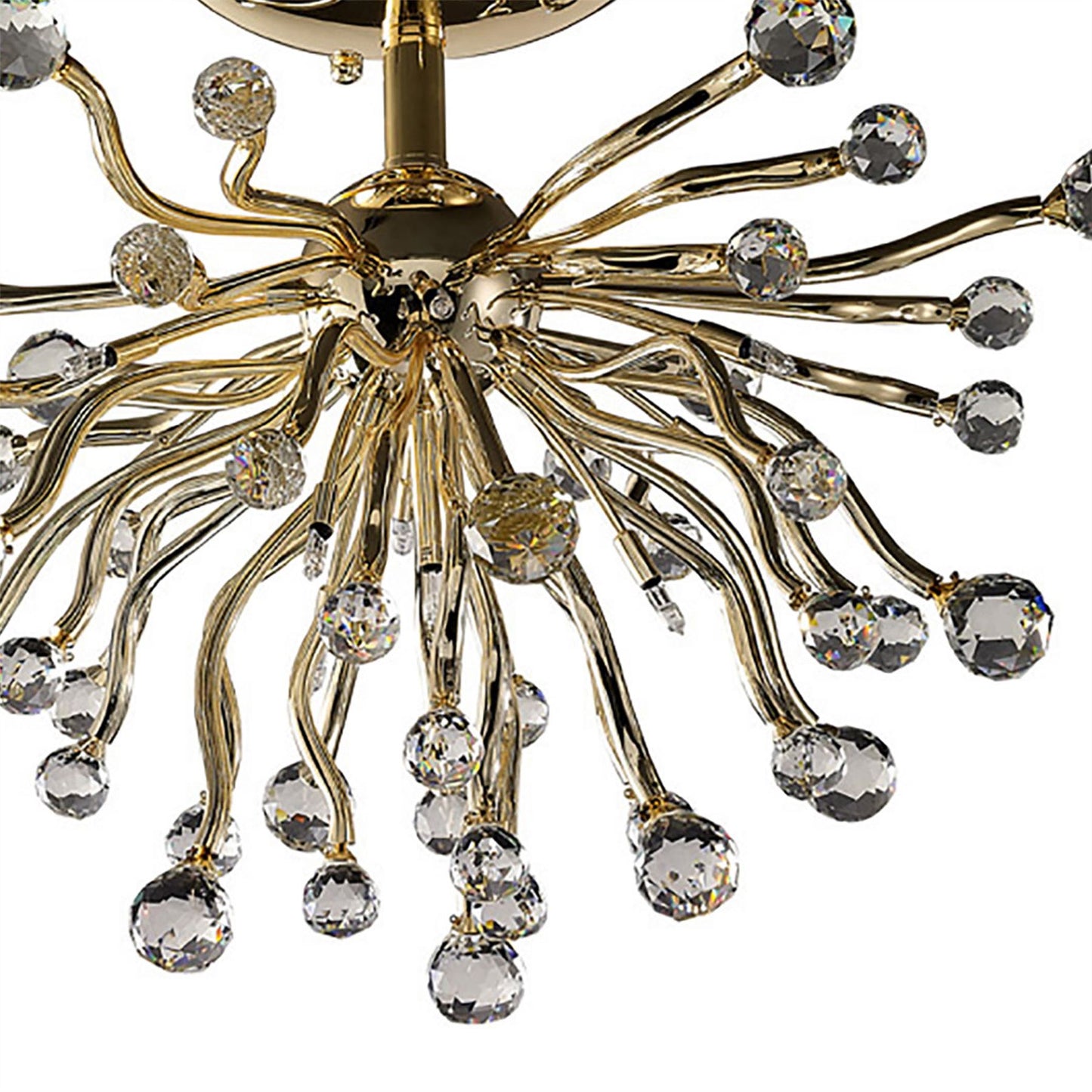 Diyas Tizio 60cm 10 Light G4 French Gold/Crystal, NOT LED/CFL Compatible Ceiling Light Fitting