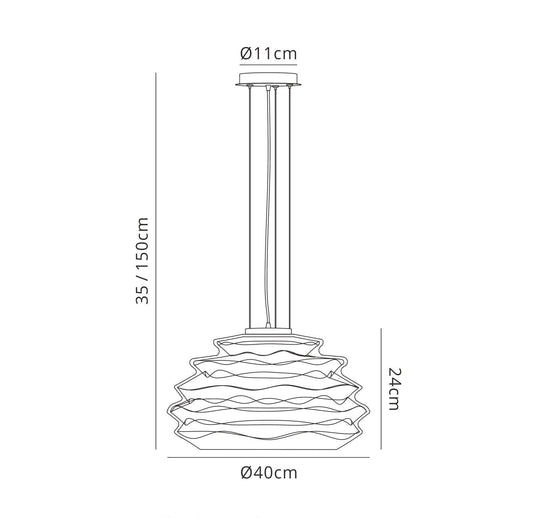 Mantra Fusion M6274 Nubole Pendant 40cm Round, 1 x E27 (Max 60W), Opal White