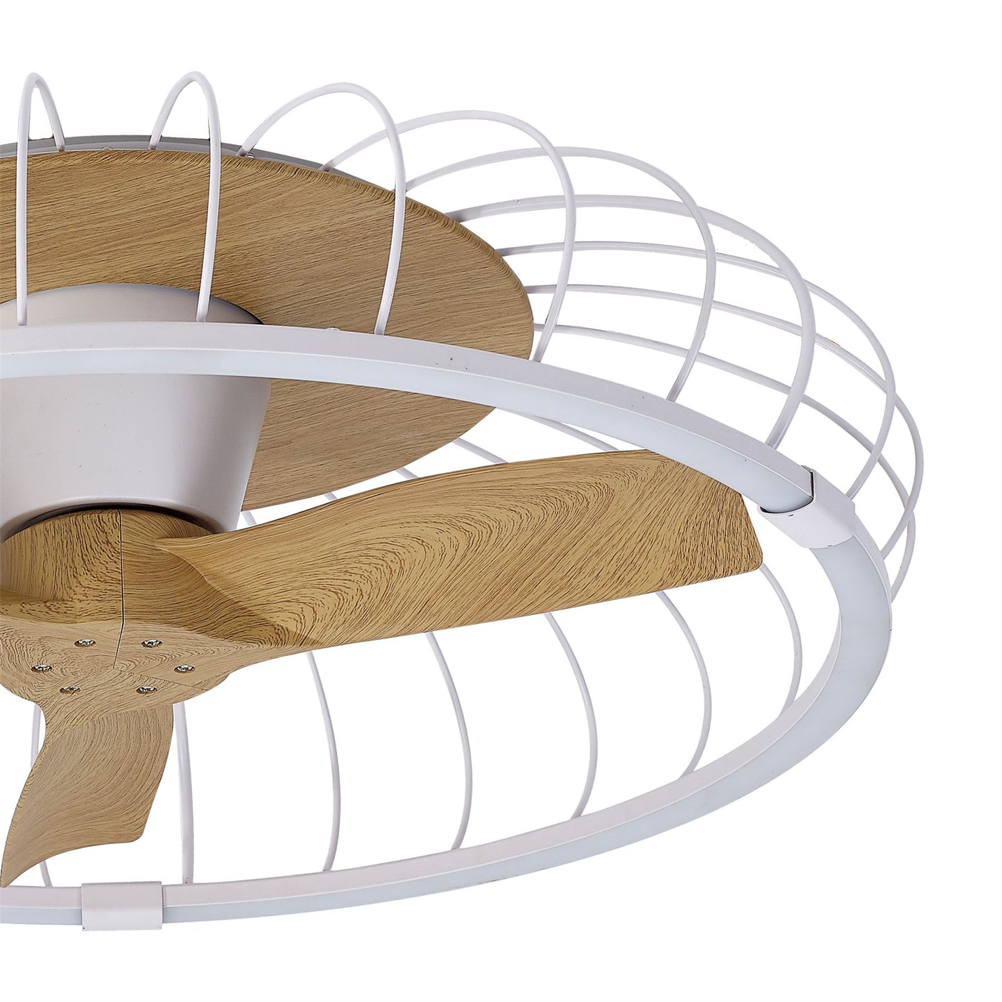 Nature 79cm 75W LED Dimmable Ceiling Light With Built-In 30W DC Reversible Fan, White/Wood Finish c/w Remote & APP Control, 5000lm