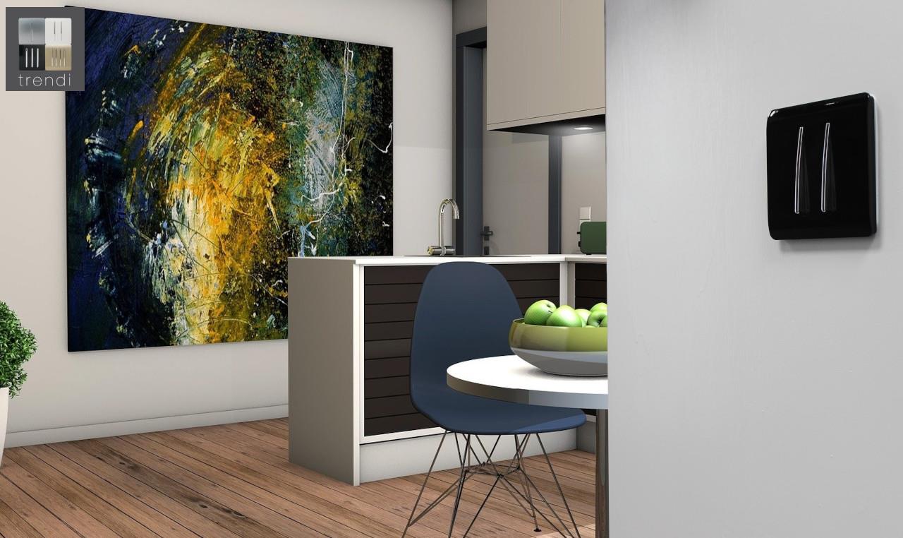 Trendi Switch 2 Gang Retractive Black