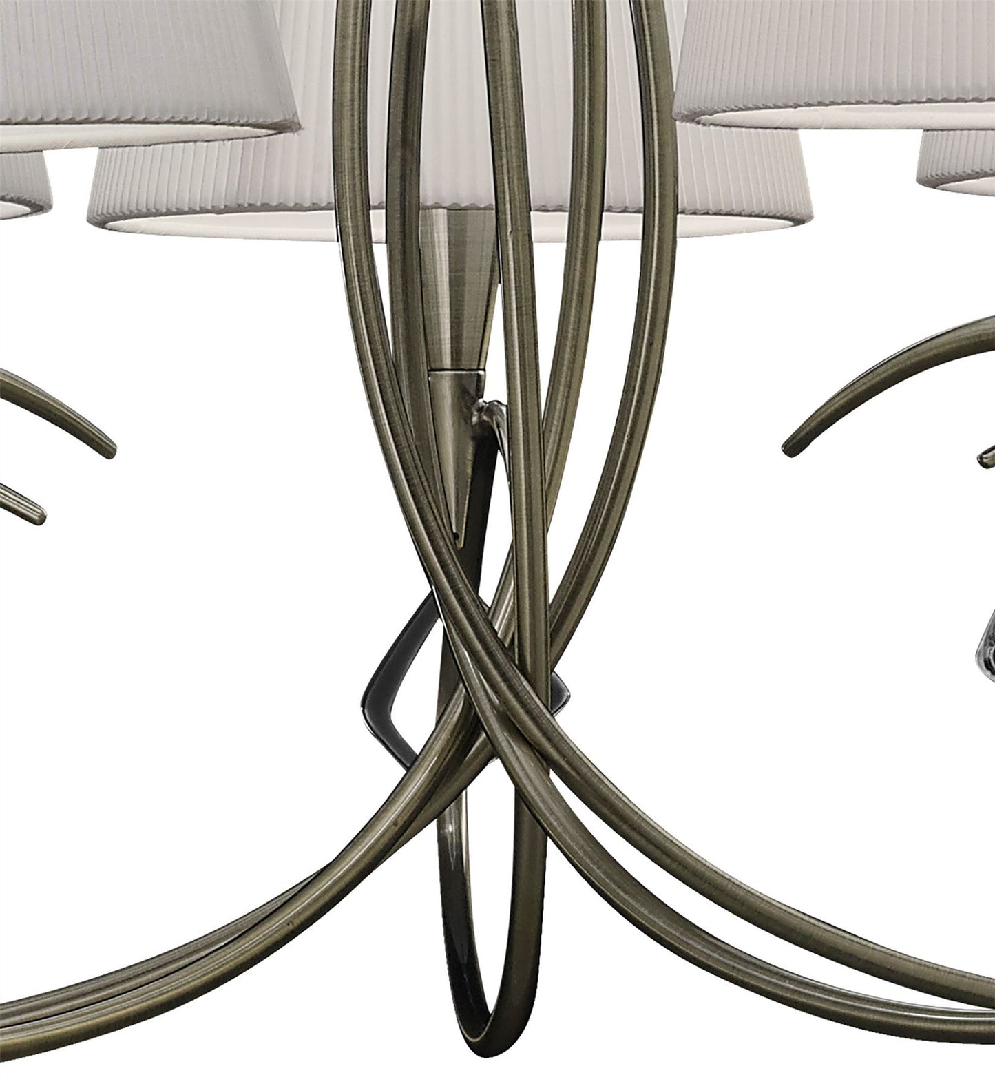 Mantra Mara 78cm Pendant 5 Light E14, Antique Brass with Ivory White Shades