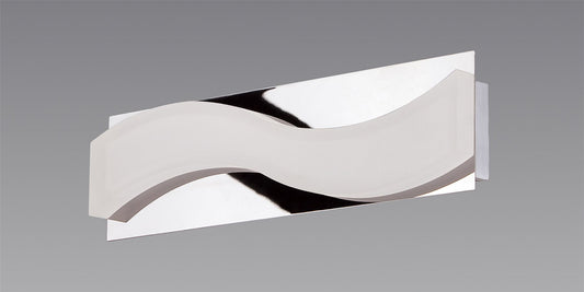 Mantra Fusion Ola Wall Light 5W LED Small Wave 3000K IP44, 450lm, Polished Chrome/Frosted Acrylic, 3yrs Warranty
