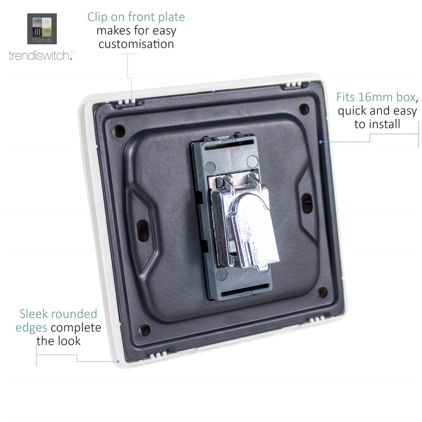 Trendi Switch 1 Gang Female Co-Axial Television Socket in Matt White - ART-TVMWH