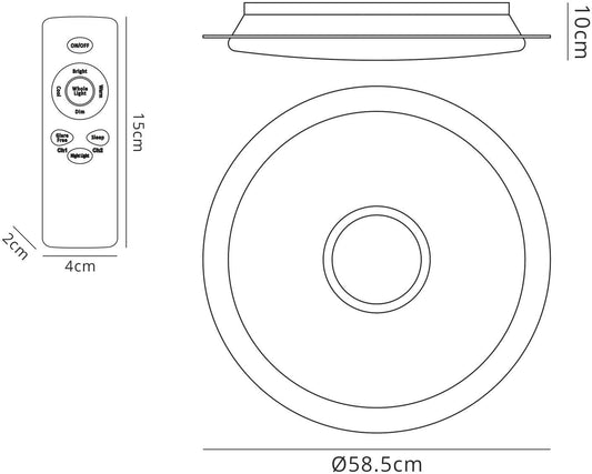 Mantra Fusion M3694 Maldivas 40W Tuneable White 3000K-6000K, 2800lm, Dimmable Flush Ceiling Light with Remote Control