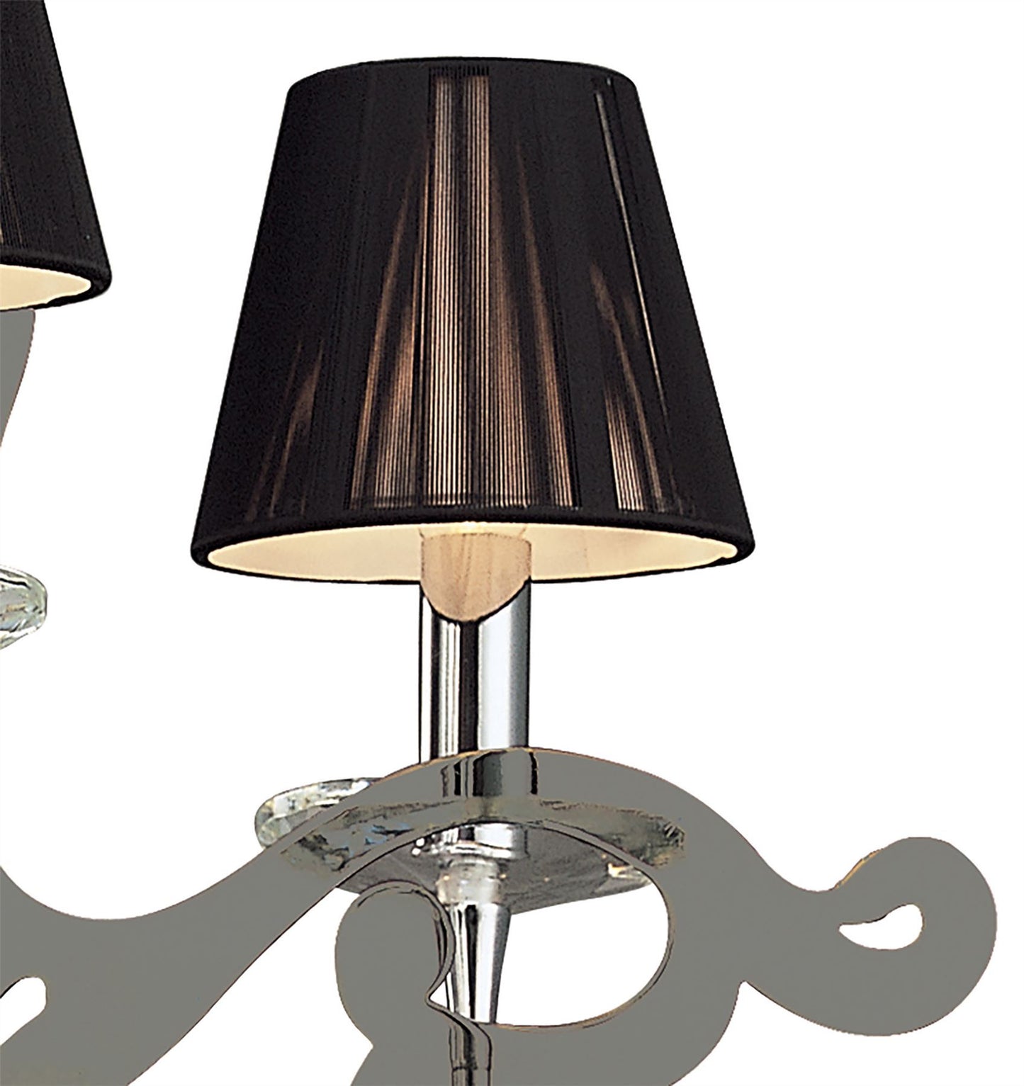 Mantra Acanto 48cm Pendant Round 3 Light E14, Polished Chrome with Black Shades