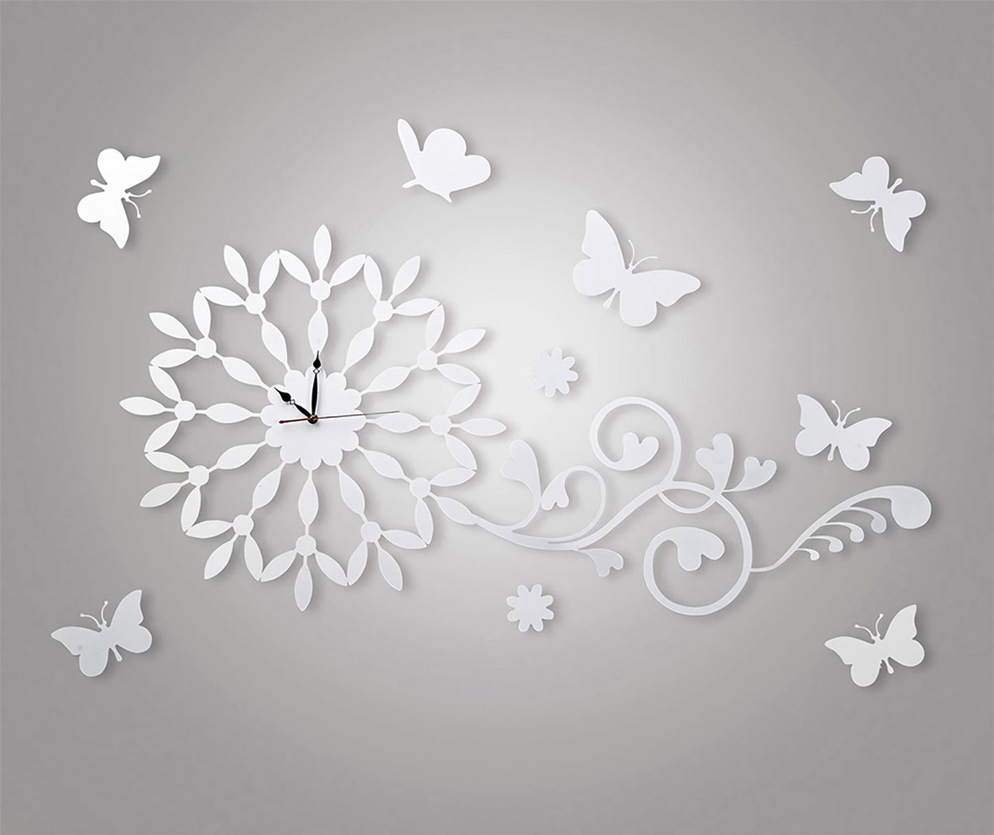 Diyas Home (DH) Infinity Butterfly Wall Art Clock White/Crystal Wall