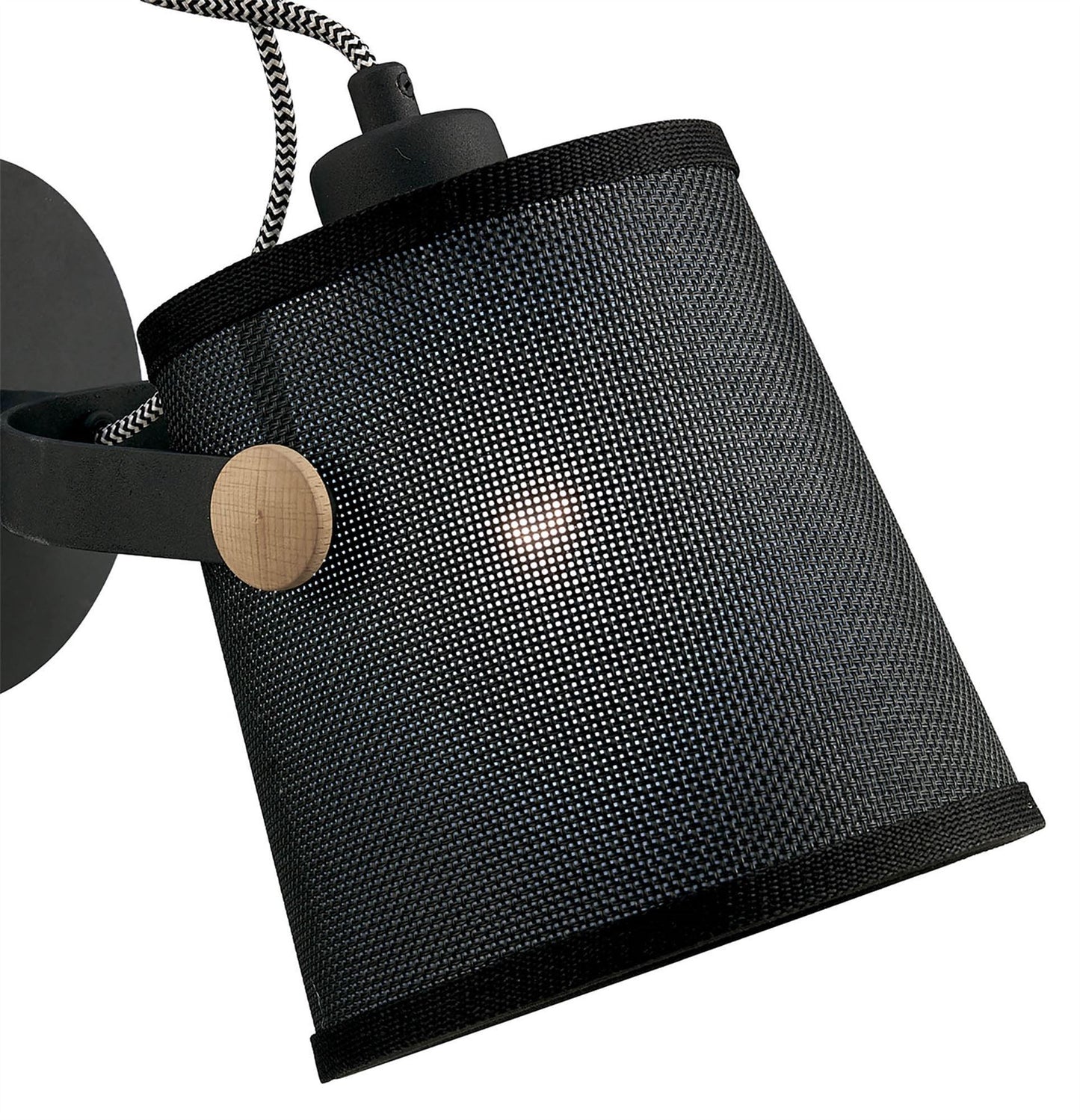 Mantra M4925 Nordica Wall Light with Black Shade 1 Light E27, Matt Black/Beech with Black Shade