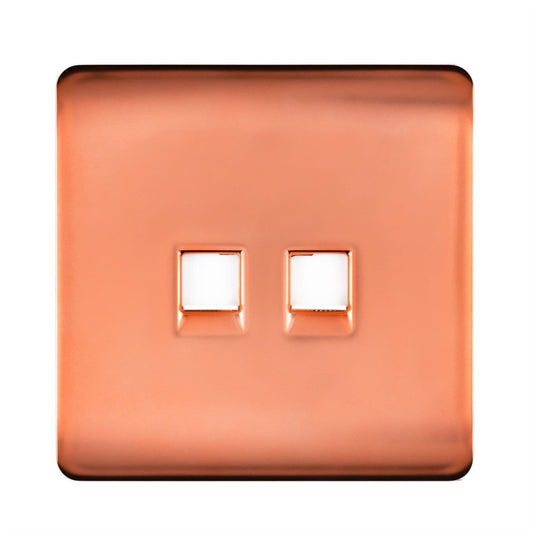 Trendi Switch 2 Gang RJ45 Cat 6 Modern Designer PC Ethernet Socket in Copper