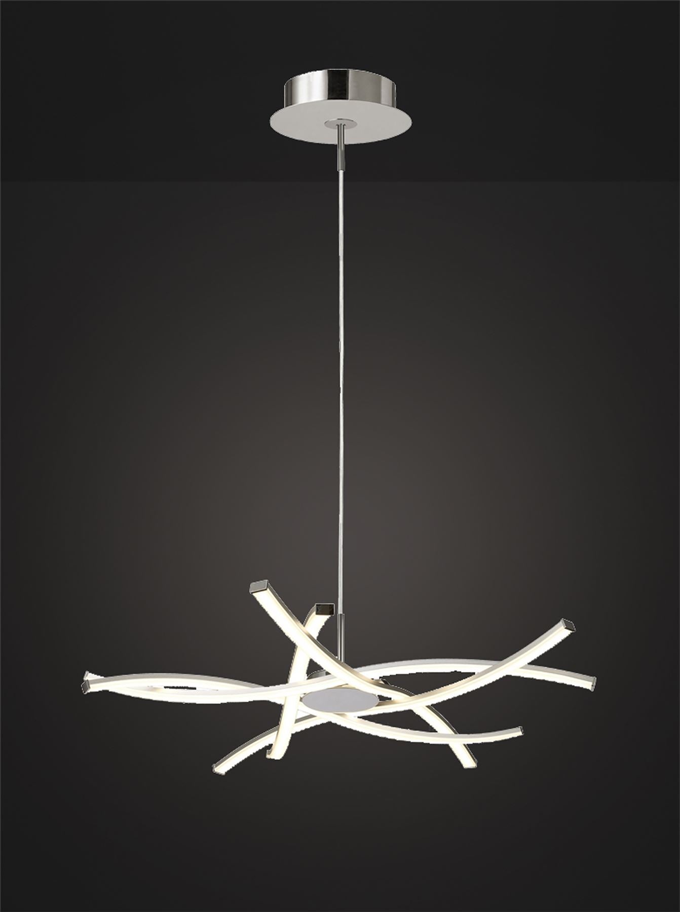 Mantra M5914 Aire LED Pendant 69cm Round 42W 3000K, 3700lm, Silver/Frosted Acrylic/Polished Chrome, 3yrs Warranty