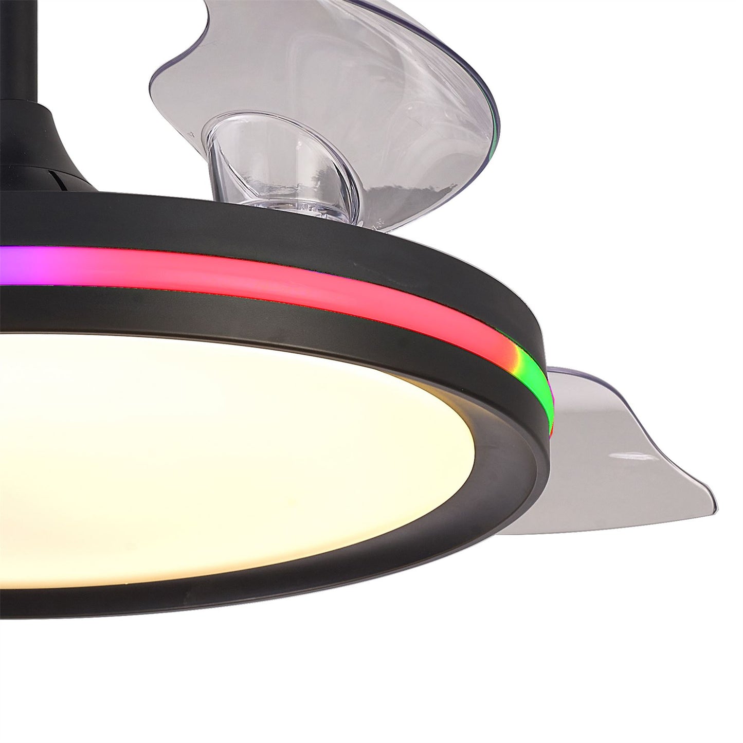 Rafaga 50W LED Dimmable White/RGB Ceiling Light With Built-In 30W DC Reversible Fan, Remote Control 3000-6500K, 3200lm, Black, 5yrs Warranty