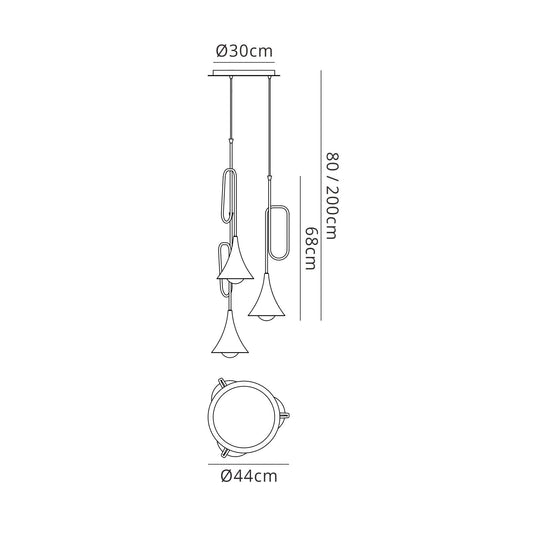 Mantra Jazz Oro M5896 Jazz Pendant, 44cm Round, 3 x E27 (Max 20W), Polished Gold