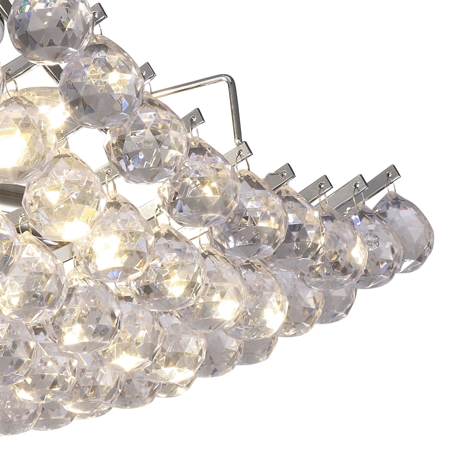 Deco Rayne Flush Square Square Ceiling Lamp with Acrylic Spheres, 4 Light E14 Polished Chrome Finish