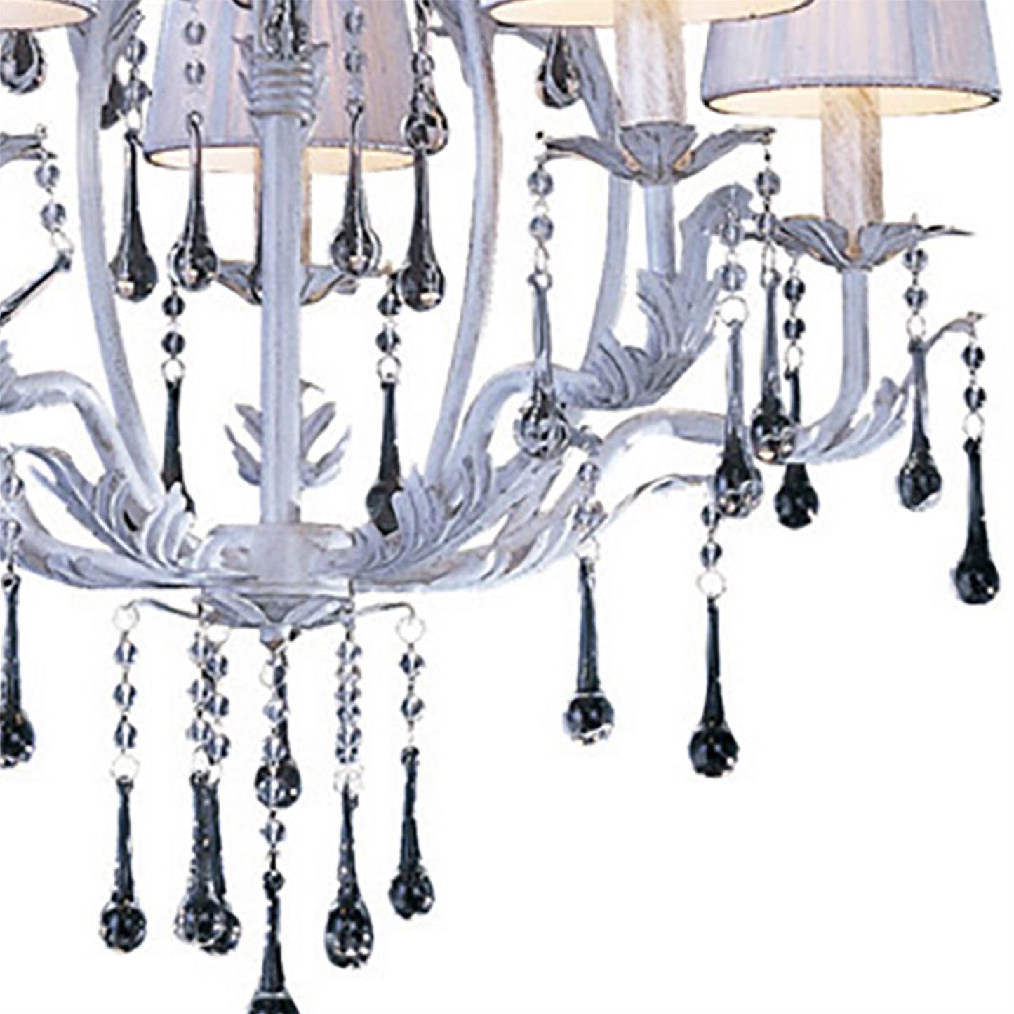 Diyas Flur 62cm Round 5 Light E14 White French Gold Ceiling Pendant Light Fitting