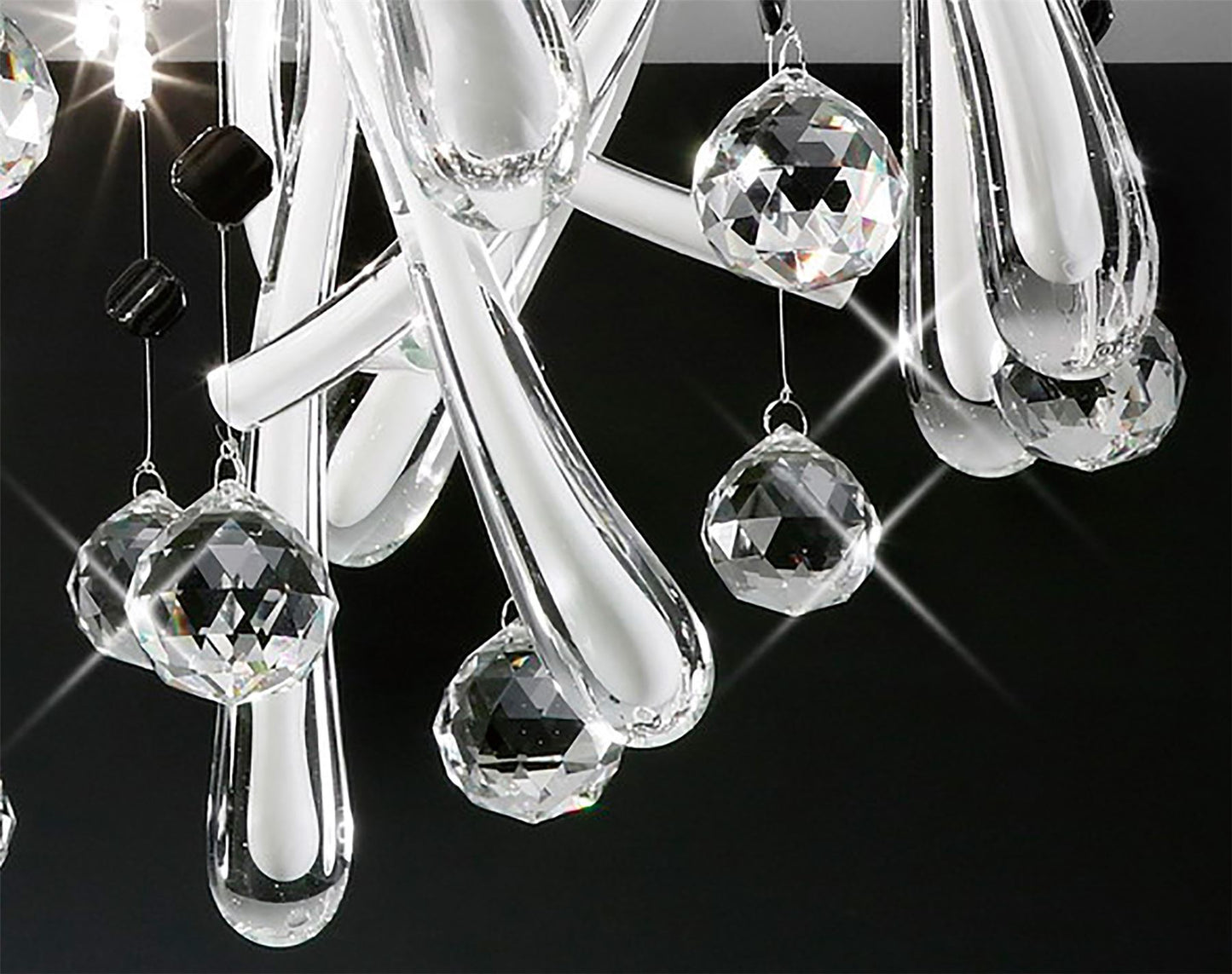 Diyas Class 60cm Flush Round 20 Light G4 Polished Chrome/White Glass/Crystal, NOT LED/CFL Compatible Ceiling Light Fitting