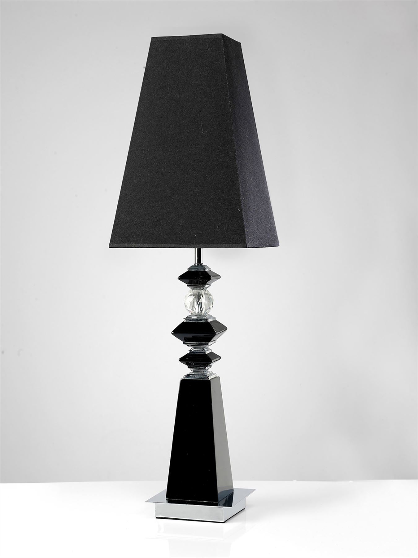 Diyas Home (DH) Galata Table Lamp 1 Light E27 with Black Shade Black/Crystal