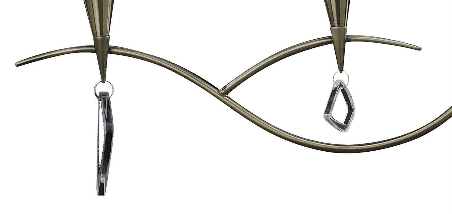 Mantra Mara Linear Pendant 2 Arm 4 Light E14, Antique Brass with Ivory White Shades