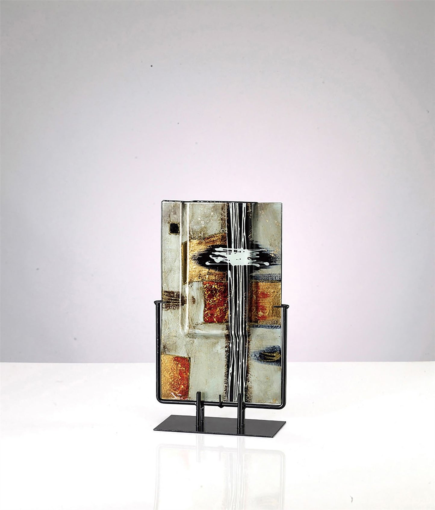 Diyas Home (DH) Aleta Glass Art Vase Rectangle with Stand Multi-Colour Glitter