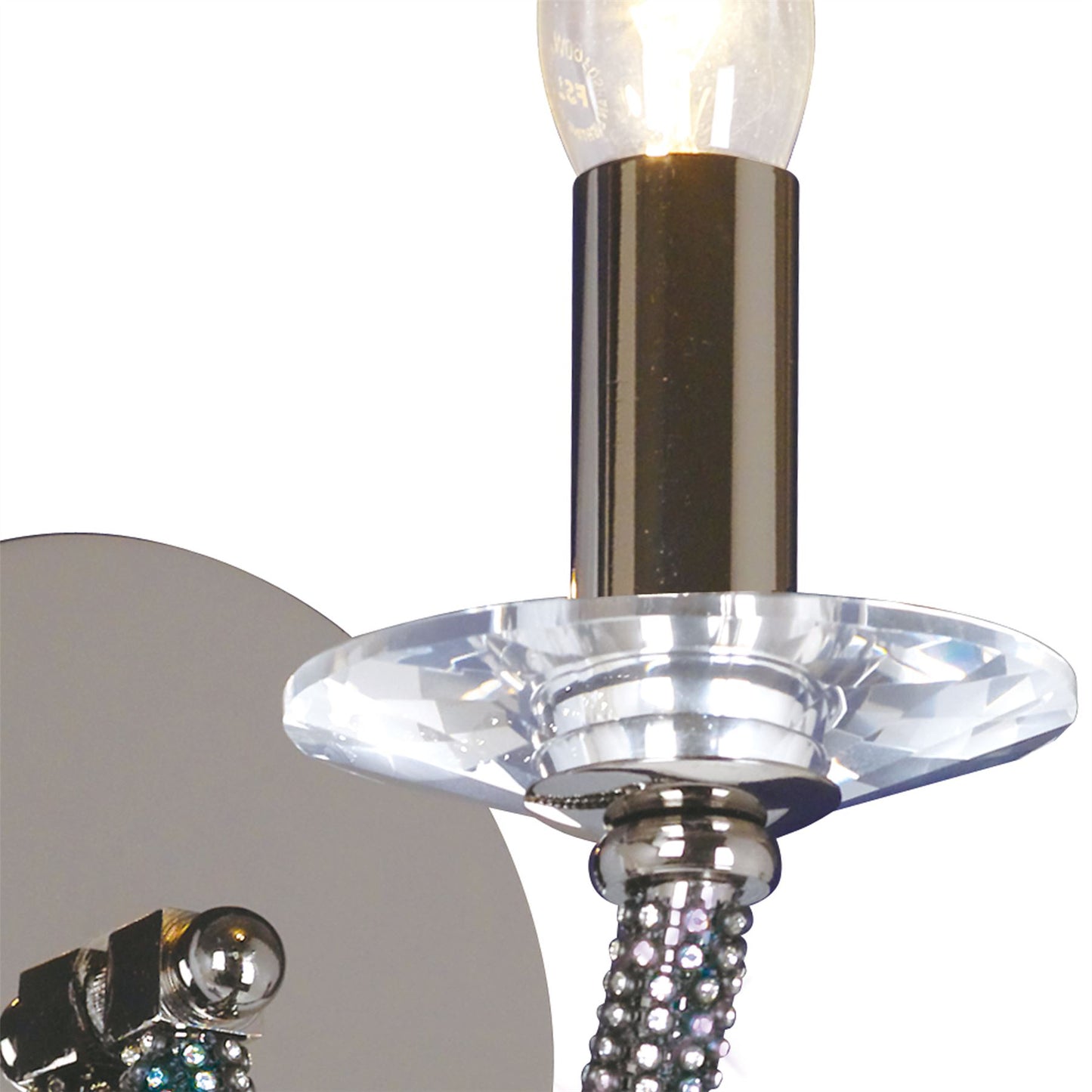 Diyas Elena Wall Light Switched 1 Light E14 Black Chrome/Crystal