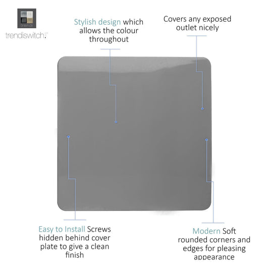 Trendi Artistic Modern Glossy Tactile Single Blanking Plate Light Grey