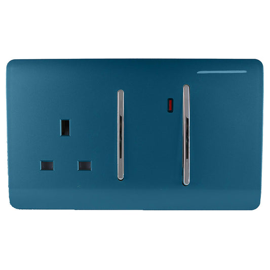Trendi Artistic Modern Glossy 45 A Cooker Switch & Plug Socket Inc Neon Insert Midnight Blue