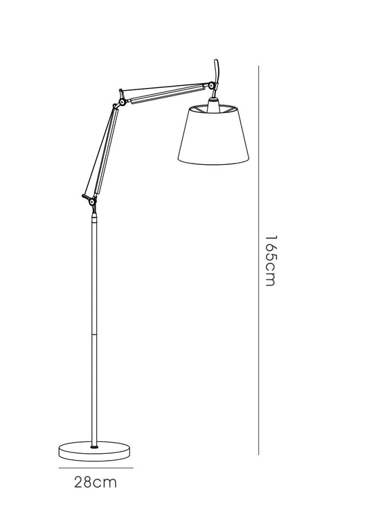 Deco Karis Adjustable Floor Lamp 1 Light E27 Silver/Polished Chrome c/w Cream Pearl Shade