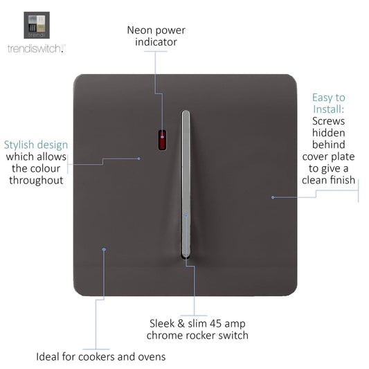 Trendi Artistic Modern Glossy 20 A Tactile Light Switch & Neon Insert Dark Brown