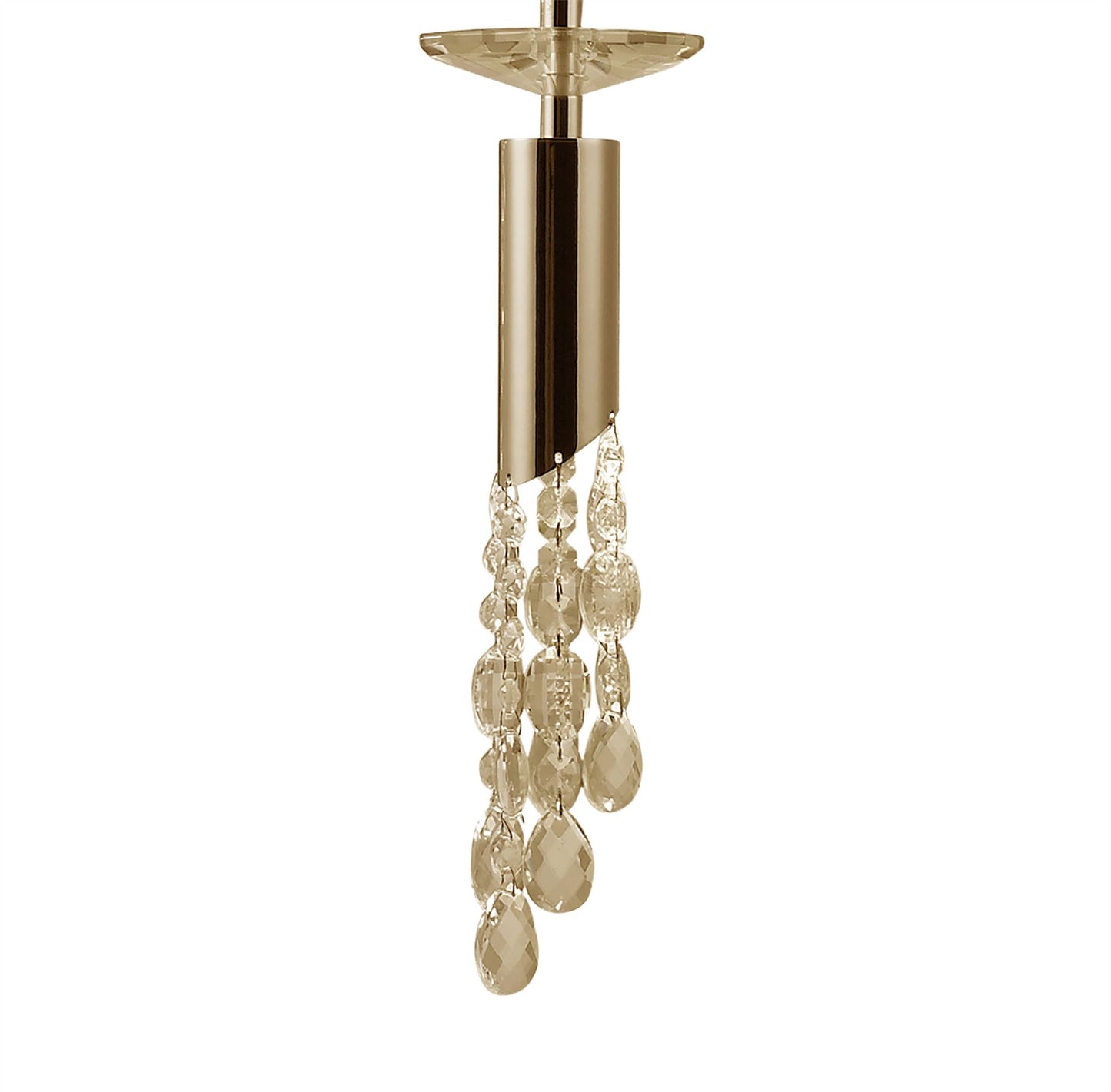 Mantra Tiffany 60cm Pendant 5+5 Light E27+G9 Spiral, French Gold with Cream Shades & Clear Crystal