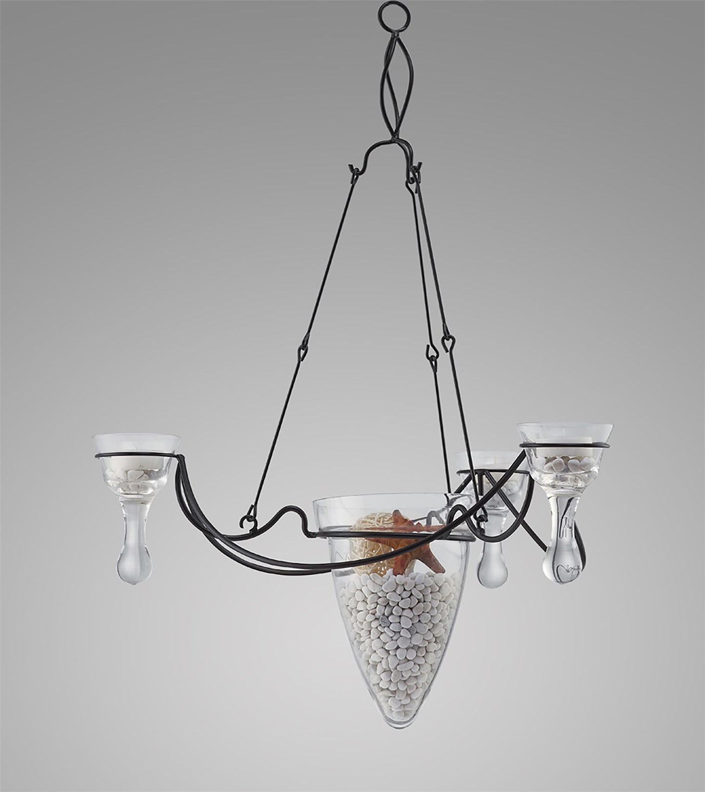 Diyas Home (DH) Tessa 3 Arm Black/Clear Glass Ceiling Pendant Light Fitting