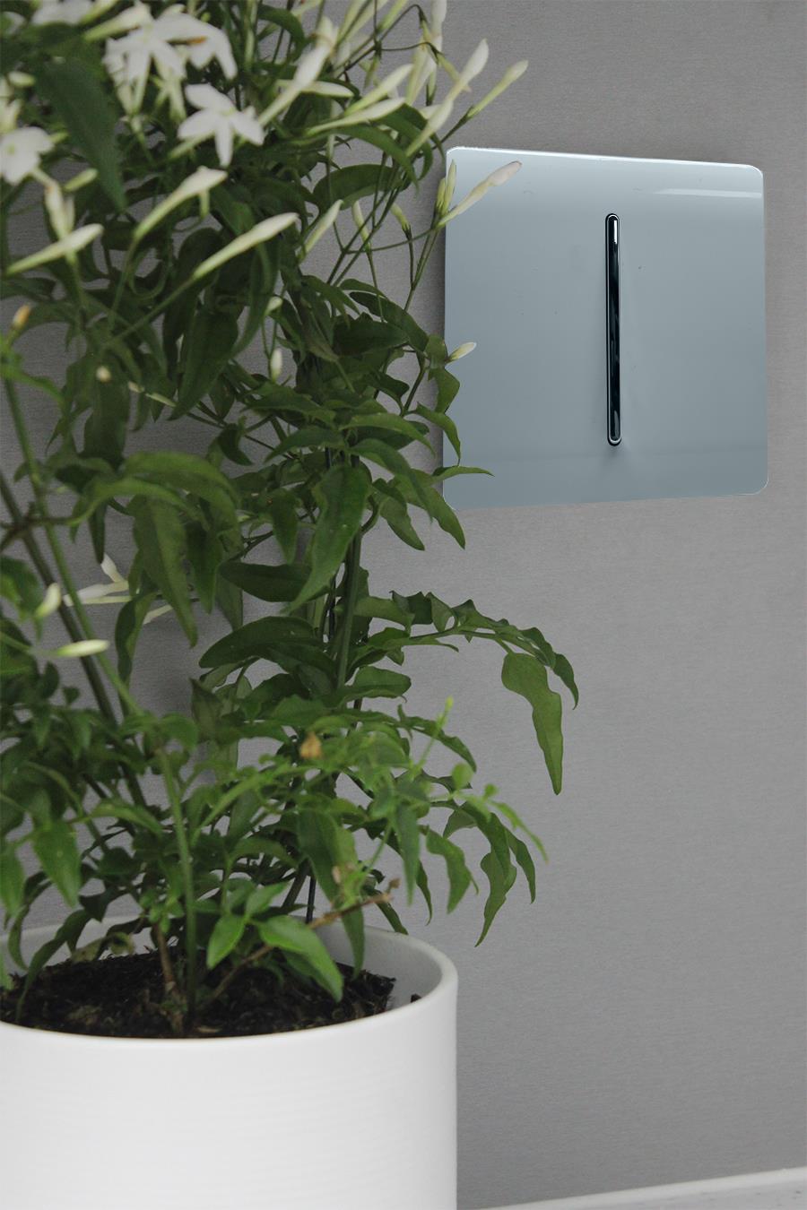 Trendi 1 Gang 2 Way 240V Screwless Artistic Modern Glossy 10 Amp Chrome Rocker Electrical Wall Light Switch in Cool Grey (2 pack)