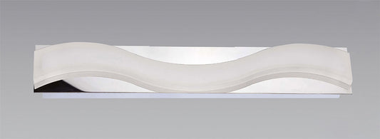 Mantra Fusion Ola Wall Light 7W LED Large Wave 3000K IP44, 630lm, Polished Chrome/Frosted Acrylic, 3yrs Warranty