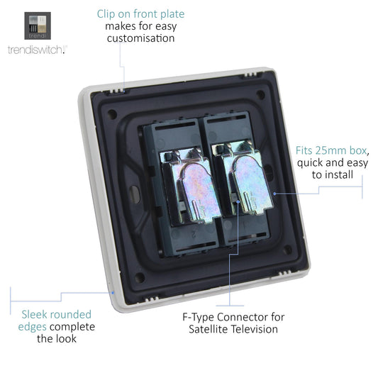 Trendi Switch Ice White TV Coaxial & F-Type Satellite Socket - Screwless