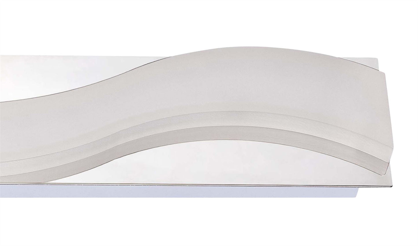 Mantra Fusion Ola Wall Light 7W LED Large Wave 3000K IP44, 630lm, Polished Chrome/Frosted Acrylic, 3yrs Warranty