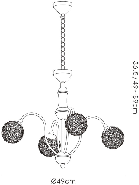 Diyas Apollo 4 Light G9 Satin Brass/Crystal Ceiling Pendant Light Fitting